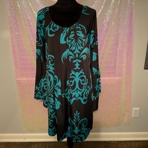 Vogue Go XXL Black and Teal Print Dress